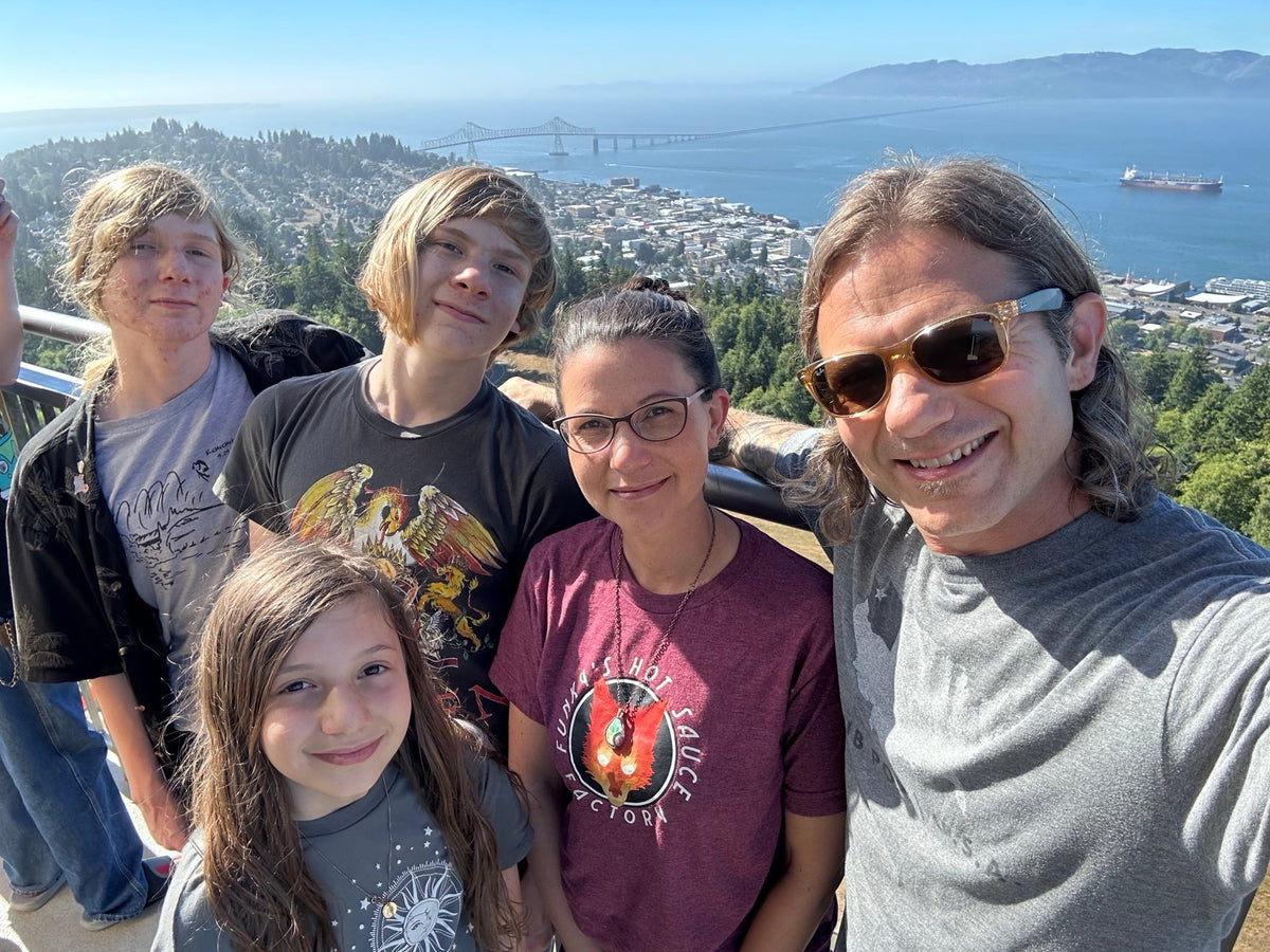 Matt Mini with his family above Astoria, Oregon
