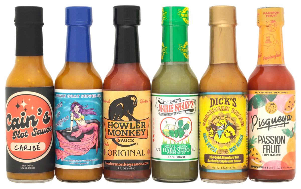 Caribbean Hot Sauce Gift Set (Scotch Bonnet & Habanero, 6 Pack)