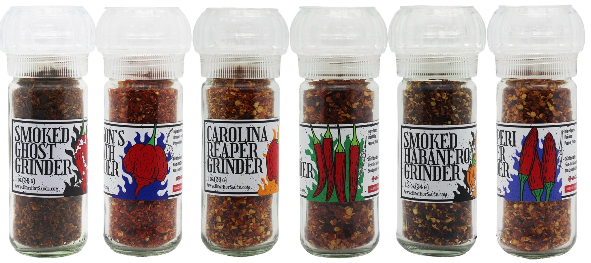 Hot Pepper Grinder Best Sellers Set - Heat